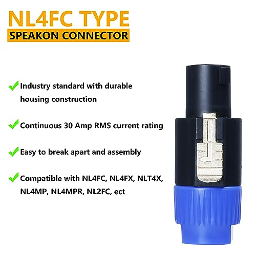 HBU 10 PCS 4 Pole Speakon Connectors - Pack of 10 Pro DJ PA Speak-On Connector with Twist Lock - 4 Conductor Audio Adapter Replacement - Compatible NL4FC, NL4FX, NLT4X, NL2FC, NL2FX - Image 2