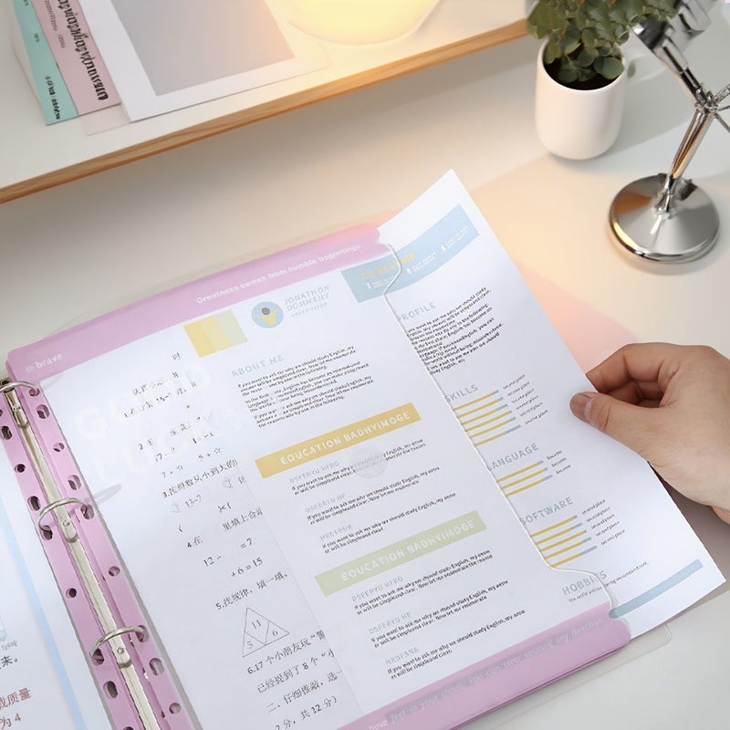 5 حزم خضراء من مجلدات سعة كبيرة بحجم A4 للأوراق السائبة مع جيوب قابلة لإعادة التعبئة للمكتب والمدرسة - Image 4