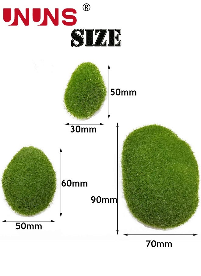 UNUNS 30PCS Artificial Moss Rocks,3 Size Faux Green Moss Covered Stones Green Moss Balls Decorative Fake Moss Decor  - Image 2