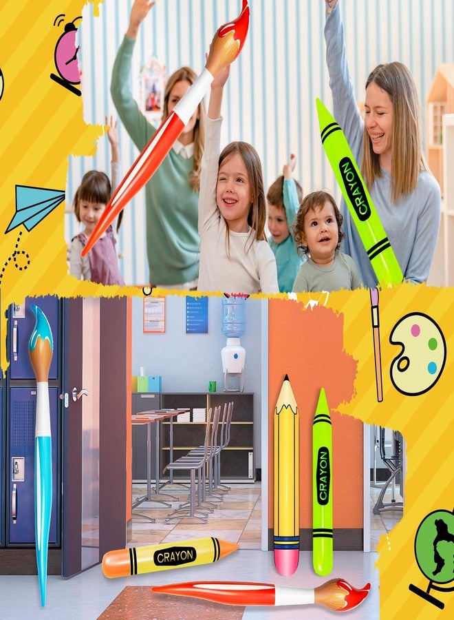 Denylo pro 6 Pcs Inflatable Giant Paint Brush Balloons Set Include Inflatable Pencil Balloon Gaint Crayon Balloon for School Birthday Party - Image 4