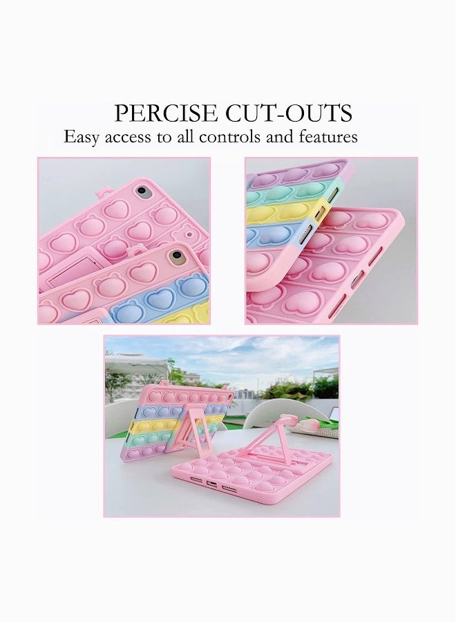 Case for iPad 5th/6th Generation 9.7" (2017/2018) /iPad Air 1, Push Bubble Fidget Stress Relief and Anti-Anxiety Protection Cover with Stand + Strap, Rainbow
