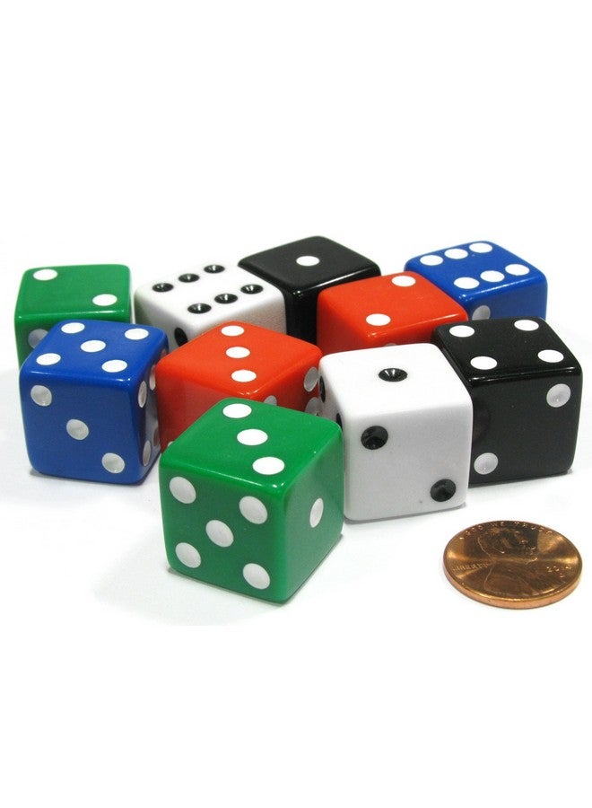 Koplow Games مجموعة كوبلو للألعاب من 10 نردات كبيرة سداسية الأوجه غير شفافة 19 مم D6 - 2 من 5 ألوان متنوعة - Image 1