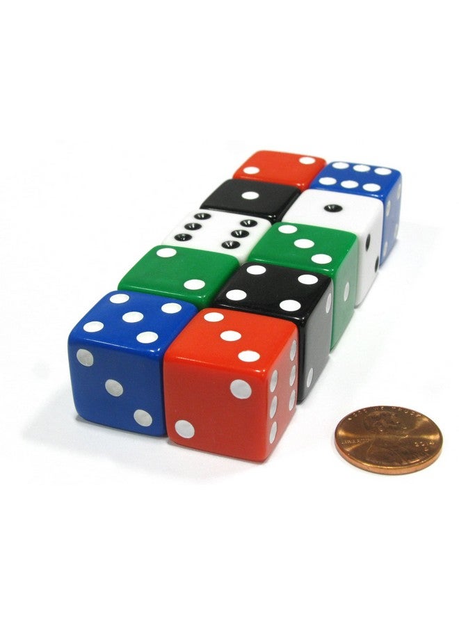 Koplow Games مجموعة كوبلو للألعاب من 10 نردات كبيرة سداسية الأوجه غير شفافة 19 مم D6 - 2 من 5 ألوان متنوعة - Image 2