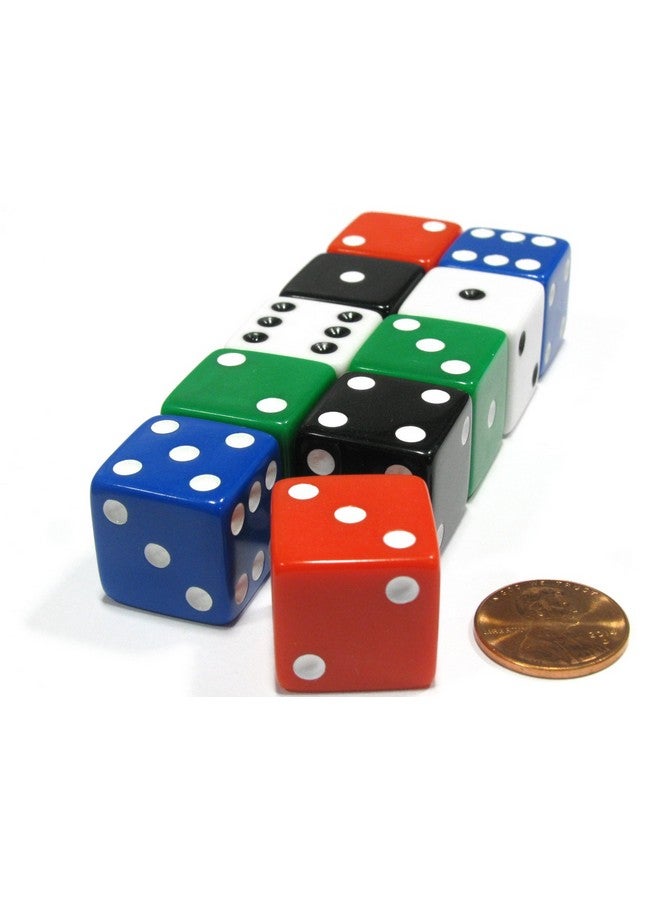 Koplow Games مجموعة كوبلو للألعاب من 10 نردات كبيرة سداسية الأوجه غير شفافة 19 مم D6 - 2 من 5 ألوان متنوعة - Image 3