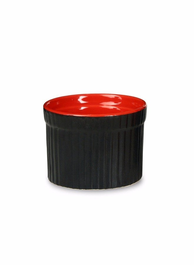 وعاء راميكين مصنوع يدويًا من السيراميك الأحمر والأسود (مجموعة من 1، 150 مل)