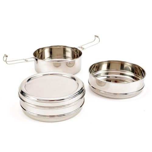 ECOlunchbox Tri Bento 3-Tier Stainless Steel Lunch Box | 4.5 Cups (36 oz) Capacity | 5.25 x 5.25 x 4 inches (13.5 x 13.5 x 10 cm) | Perfect for Meal Prep, Snacks & Portion Control | Durable, BPA Free - Image 4