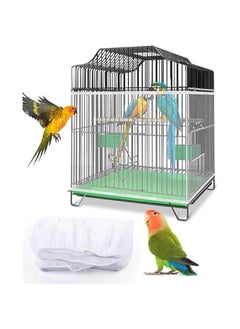 MOXO Bird Cage Seed Catcher, Adjustable length Bird Cage Cover, Seed Feather Catcher, Soft Airy Nylon Mesh Parrot Net, for Parrot Cage Seed GuardWhite, Not Include Birdcage  - Image 1