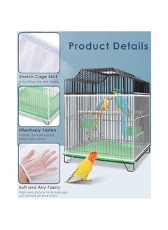 MOXO Bird Cage Seed Catcher, Adjustable length Bird Cage Cover, Seed Feather Catcher, Soft Airy Nylon Mesh Parrot Net, for Parrot Cage Seed GuardWhite, Not Include Birdcage  - Image 3