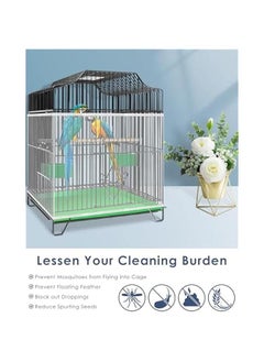 MOXO Bird Cage Seed Catcher, Adjustable length Bird Cage Cover, Seed Feather Catcher, Soft Airy Nylon Mesh Parrot Net, for Parrot Cage Seed GuardWhite, Not Include Birdcage  - Image 4