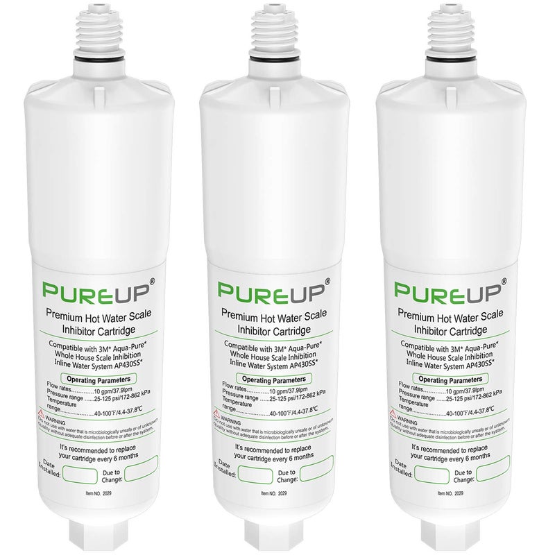 PUREUP AP431 Replacement Filter Compatible with AquaPure Whole House Scale Inhibition Inline Water System AP430SS  Ap431 Replacement Cartridge Pack of 3