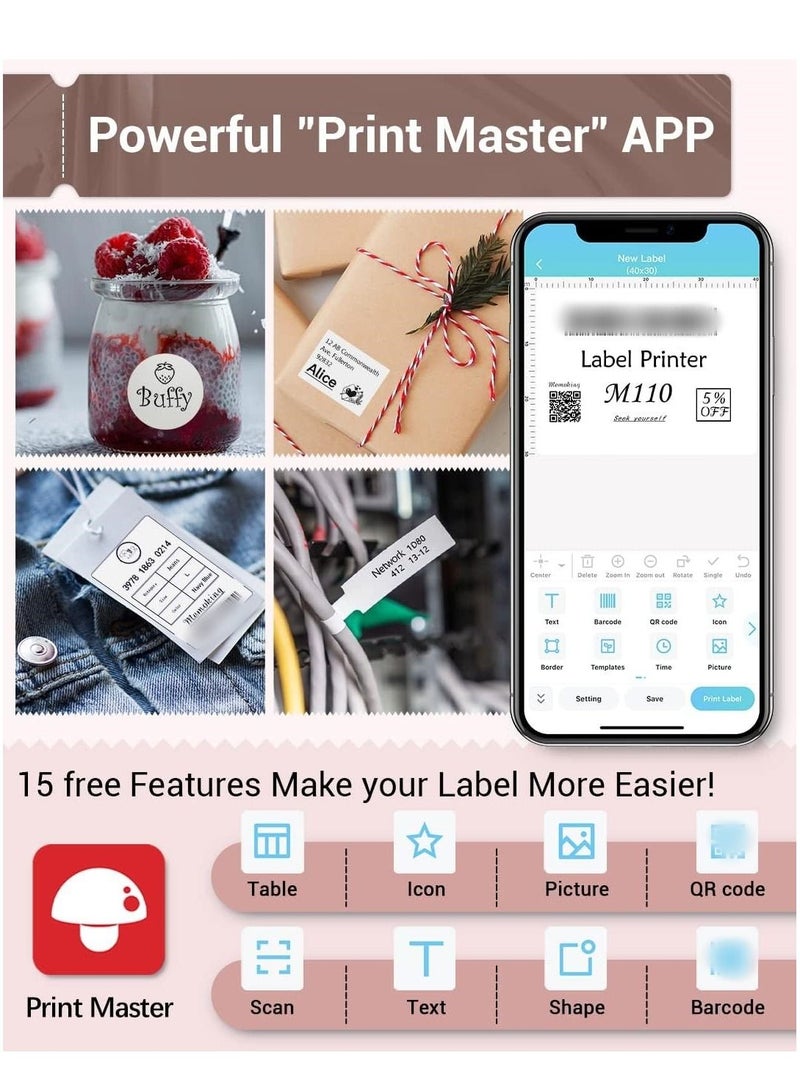 Portable Bluetooth Thermal Label Maker Sticker Maker Barcode Printer for Clothing Jewelry Retail Mailing Compatible with Android iOS System - Image 3