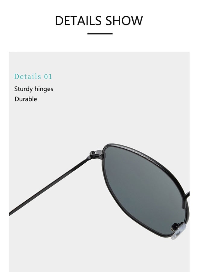 Sunglasses for Women and Men UV Protection Hexagon comes with a glasses case and a glasses cleaning cloth - Image 2