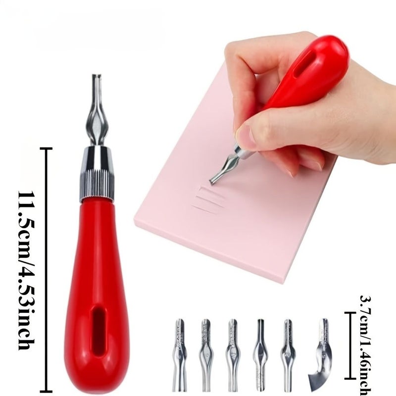 Beginner Carving Tools Set Red Portable Art Supply with Ergonomic Handle - Image 1