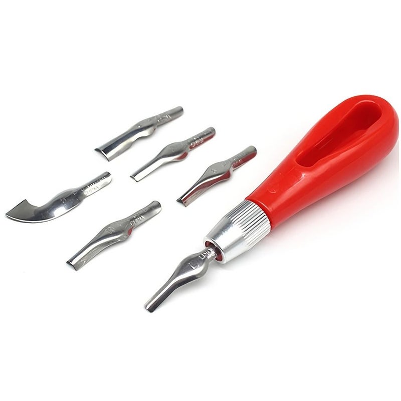Beginner Carving Tools Set Red Portable Art Supply with Ergonomic Handle - Image 3
