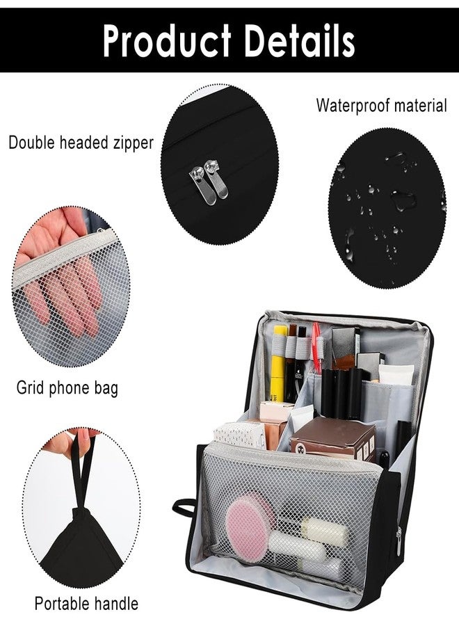 MAYCREATE® Makeup Pouch Bag Travel Cosmetic Makeup Bag for Women Free Standing Zip-up Spacious Travel Pouches for Women, with Handle & Strap, Multiple Compartments and Pockets - Image 3
