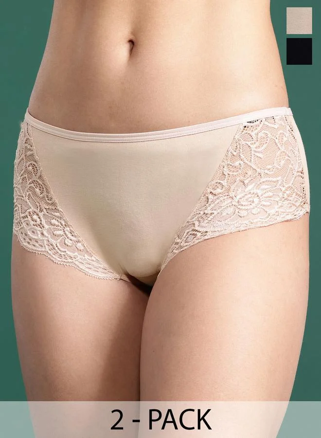 Leading Lady Pack of 2 - Lace Insert Detail Bikini by Styli