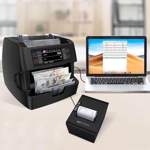 NUCOUN VC-3 Money Counter Machine Mixed Denomination, Value Counting, CIS/UV/IR/MG/MT Counterfeit Detection, USD/Euro/CAD/MXN, Printer Enabled Bill Cash Counter for Business - Image 5