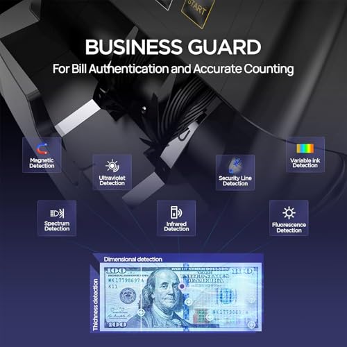 NUCOUN VC-3 Money Counter Machine Mixed Denomination, Value Counting, CIS/UV/IR/MG/MT Counterfeit Detection, USD/Euro/CAD/MXN, Printer Enabled Bill Cash Counter for Business - Image 3