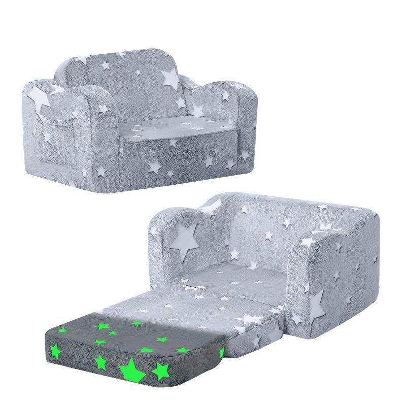 كرسي صوفا للأطفال قابل للتحويل من مي مورو كول مع سرير قابل للطي لغرفة اللعب للأطفال الصغار لصوفا للبنات والأولاد مع نجوم متلألئة