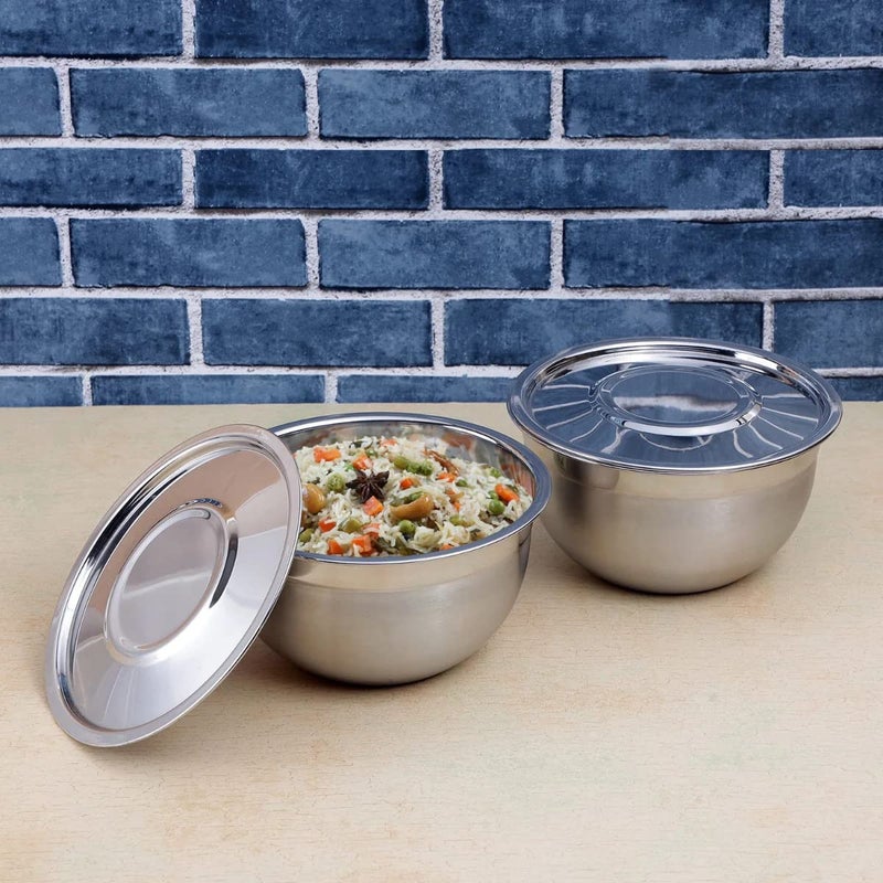 EVK® Serving and Mixing Bowls Set of 5 With Stainless Steel Lid, Food Grade, Non-Toxic, Matt Finish, BPA Free - Image 3