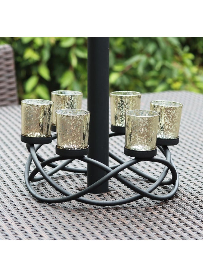 Seraphic Iron Circular Table Centerpiece Decorations Candle Holder for Weddings, Patio, Kitchen, Dining Room, and Coffee Tables, Glass Votive Tealight Holders, 6  Cups - Image 2