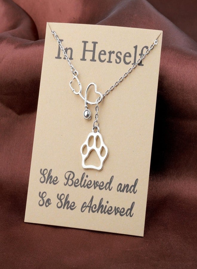 Zuo Bao Veterinarian Y necklace Vet Tech Student Graduation Gift Veterinary Assistant bracelet for Veterinarian (Dog paw-Y) - Image 3