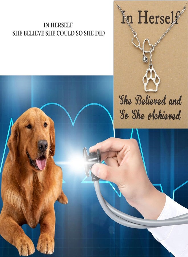 Zuo Bao Veterinarian Y necklace Vet Tech Student Graduation Gift Veterinary Assistant bracelet for Veterinarian (Dog paw-Y) - Image 4