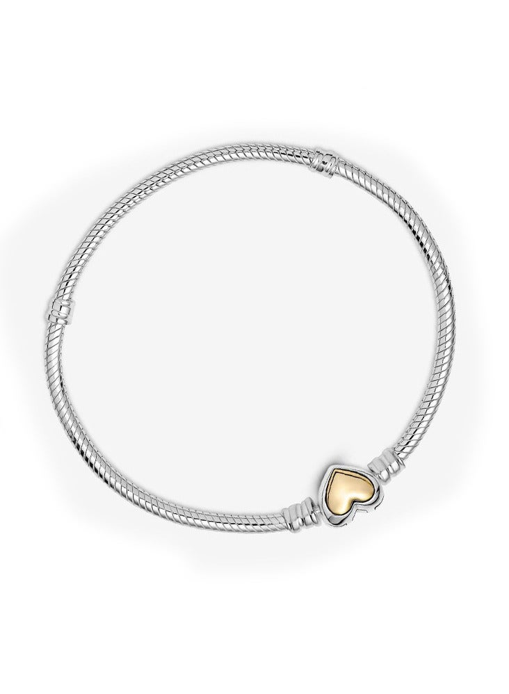 بان هوم  سوار فضي بمشبك قلب بلونين (فضي وذهبي) - Image 3