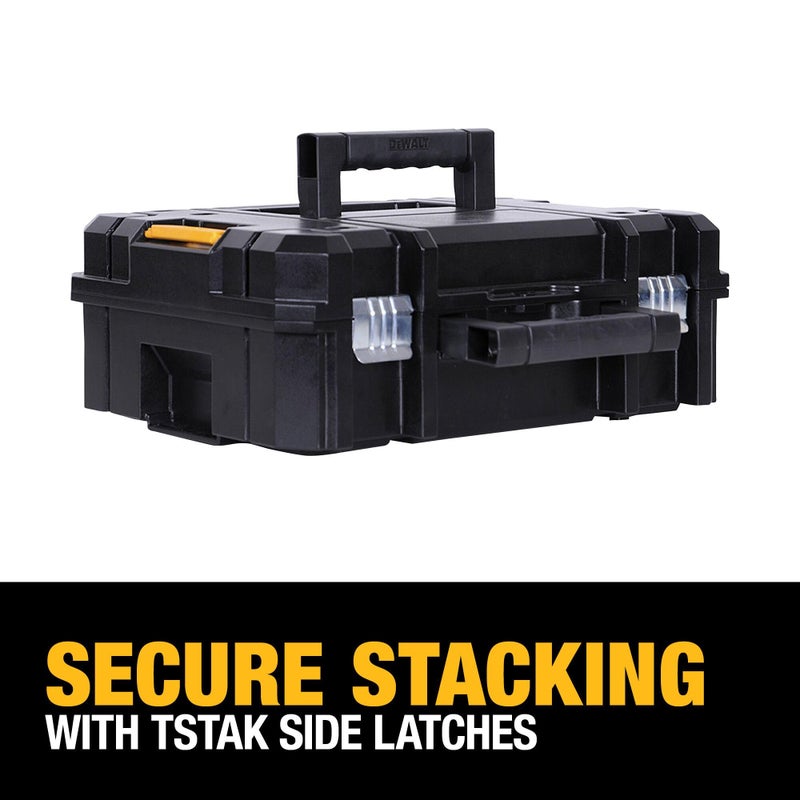 DEWALT TSTAK II Tool Box, Flat Top Tool Storage Case, Organizer Box Holds Up To 66 lbs, Flexible Platforms for Stacking, 13 Inch (DWST17807) - Image 4