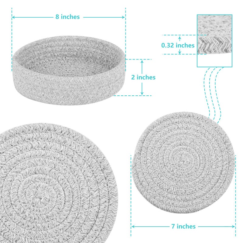 Cazzon Trivets For Hot Dishes  Pots And Pans  Hot Pads With Storage Basket  Pot Holders For Kitchen  Heat Resistant Mat Protect Counter Home Essentials  Farmhouse Decor (Gray 4 Pcs) - Image 3