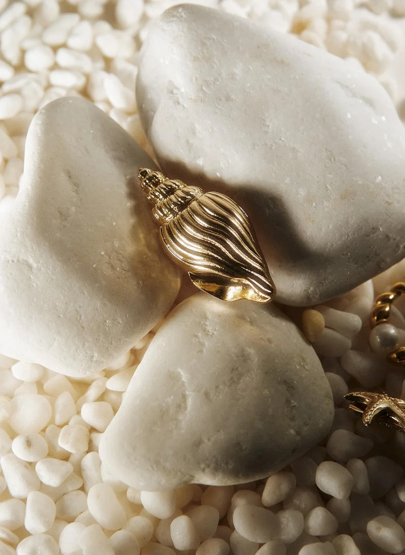 ليتشي مشبك شعر ذهبي بديكور بحري