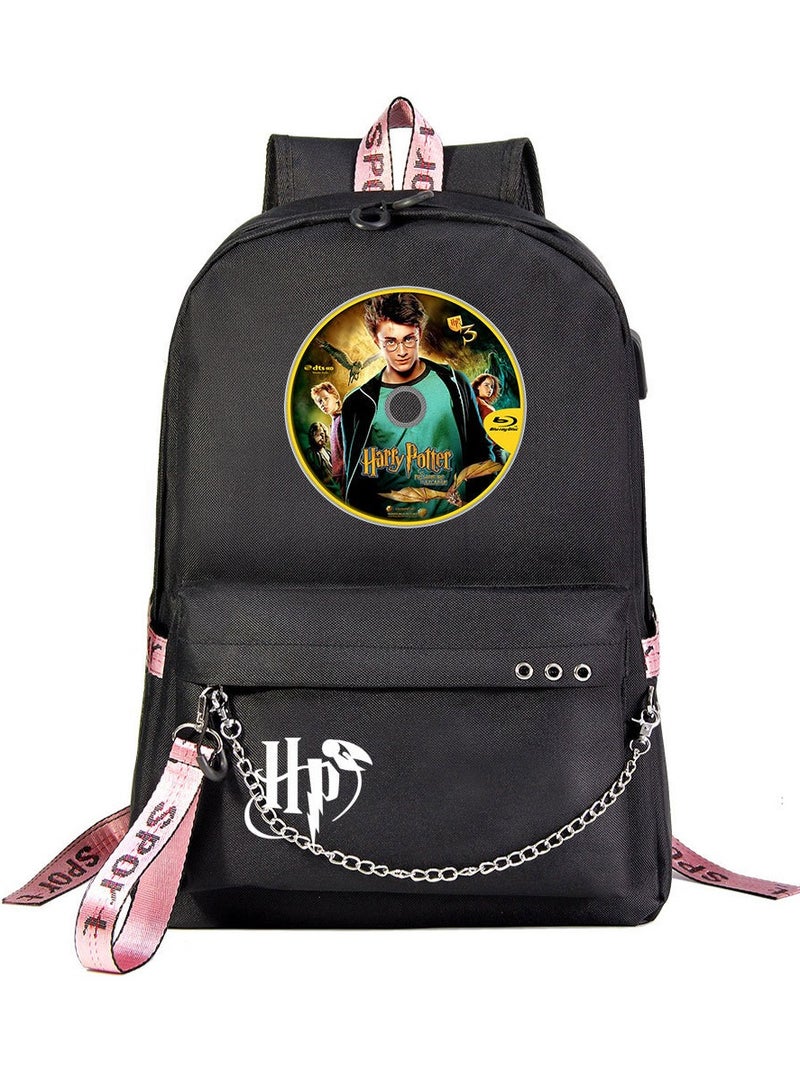 Harry Potter Cartoon Print Student Youth Large Capacity Backpack For Men And Women
