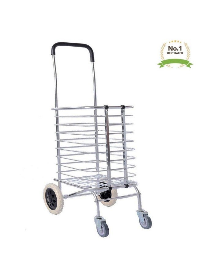 DR Mall Rolling Aluminum Folding Shopping Trolley Cart with 4 Wheel - Image 4
