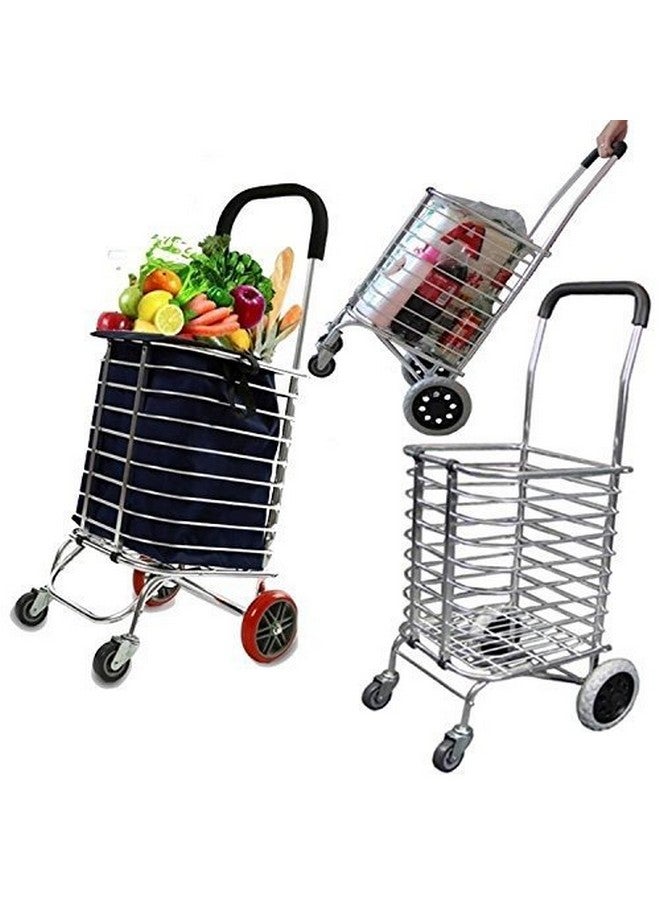 DR Mall Rolling Aluminum Folding Shopping Trolley Cart with 4 Wheel - Image 2