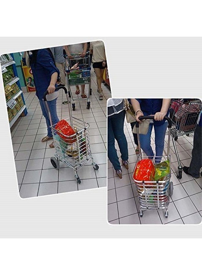 DR Mall Rolling Aluminum Folding Shopping Trolley Cart with 4 Wheel - Image 3