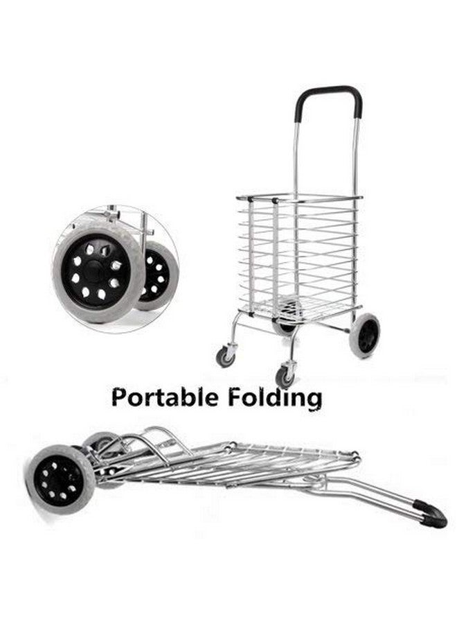 DR Mall Rolling Aluminum Folding Shopping Trolley Cart with 4 Wheel - Image 5