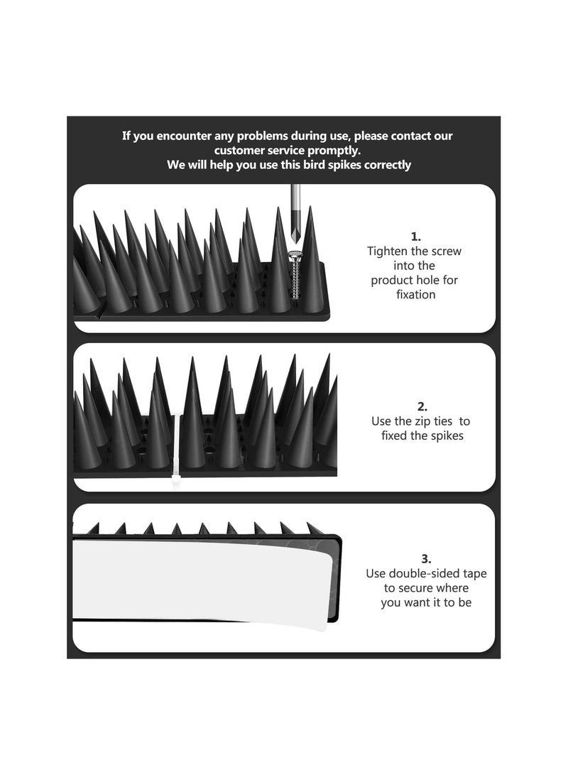 SOLARAE Plastic Bird Spikes, Bird Spikes for Pigeons Birds Squirrel Raccoon, Anti Bird Spikes, Bird Deterrent Devices Outside to Stop Birds from Nesting, Spike Strip for Fence Roof Windowsill Porch (10pcs) - Image 2
