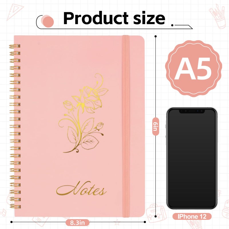 Joyberg Aesthetic Spiral Notebook, 2PCS Cute Notebook, 8.3" x 6" Notebook For Women, A5 Spiral Journal Notebook for Office/School/Home (Pink & Beige) - Image 2