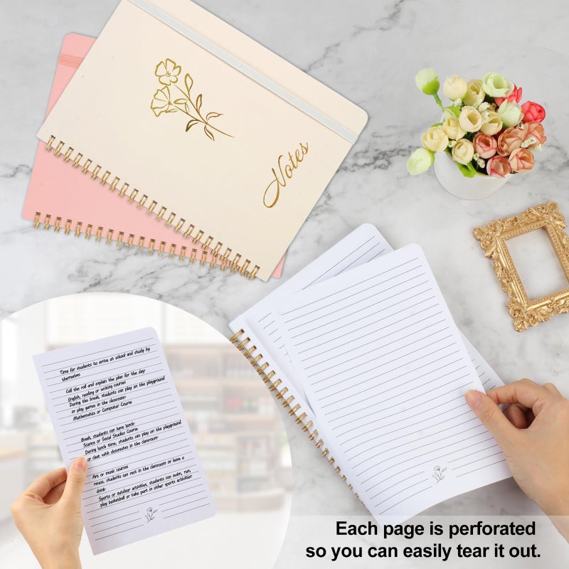 Joyberg Aesthetic Spiral Notebook, 2PCS Cute Notebook, 8.3" x 6" Notebook For Women, A5 Spiral Journal Notebook for Office/School/Home (Pink & Beige) - Image 4