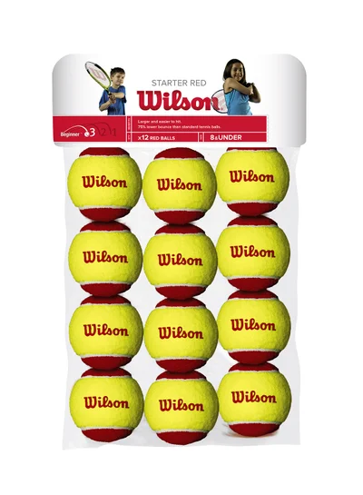 Wilson Starter Red 12 Piece Tennis Balls - Yellow/Red