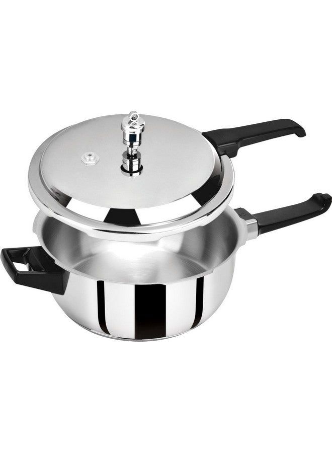 Pristine 18/8 Stainless Steel Tri Ply Induction Base Outer Lid Pressure Cooker (5 Litres, Silver) Isi Marked - Image 2