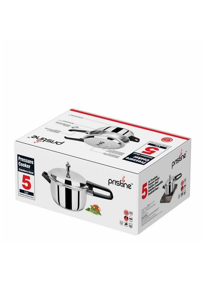 Pristine 18/8 Stainless Steel Tri Ply Induction Base Outer Lid Pressure Cooker (5 Litres, Silver) Isi Marked - Image 3