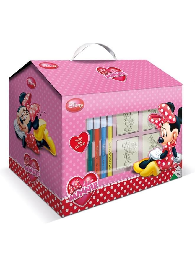 Multiprint Tiny House 7 Stamps for Kids Disney Minnie, 100% Made in Italy, Personalized Stamps for Children, in Wood and Natural Rubber, Non-toxic Washable Ink, Gift Idea, art.09866 - Image 1