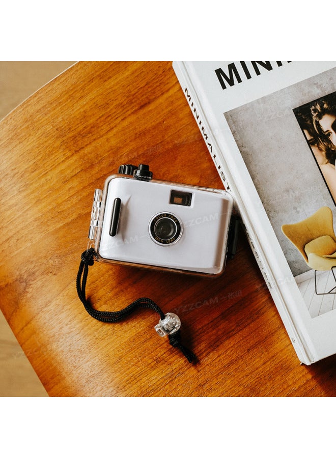 Generic Fool Mini Retro Waterproof Film Camera Film Machine Children Cute Student Campus Camera-Body Color:White Black Shell-official Standard  - Image 1