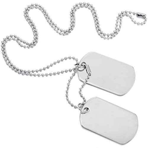 MOWOM Silver Tone 2PCS Alloy Pendant Necklace Army Double Dog Tag - Image 1