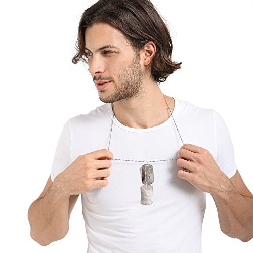 MOWOM Silver Tone 2PCS Alloy Pendant Necklace Army Double Dog Tag - Image 5
