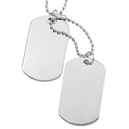 MOWOM Silver Tone 2PCS Alloy Pendant Necklace Army Double Dog Tag - Image 3