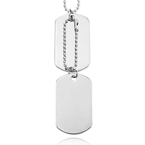 MOWOM Silver Tone 2PCS Alloy Pendant Necklace Army Double Dog Tag - Image 2