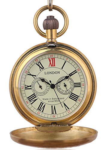 Dentily Vintage Copper Train London Design Hand Winding Mechanical Pocket Watch Mens Watches - Image 1