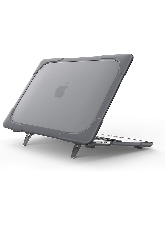 Procases MacBook Air 13 Inch Case 2018 Release A1932, Heavy Duty Slim Hard Shell Dual Layer Protective Cover with Fold Kickstand for Apple MacBook Air 13 Retina with Touch ID -Grey, PC-08361614 - Image 1